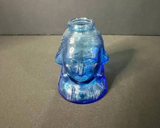 Cobalt Blue Glass George Washington Head Bottle