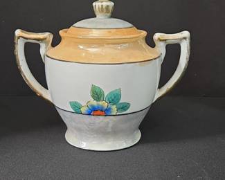 Hand Painted Lusterware Sugar Bowl with Lid, Japan
