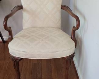 Carved Mahogany Louis XV Style Armchair with Upholstered Seat and Back