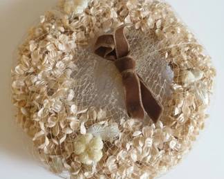 Vintage Floral Pillbox Hat with Veil