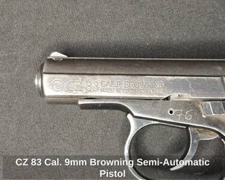 CZ 83 Cal. 9mm Browning Semi Automatic Pistol