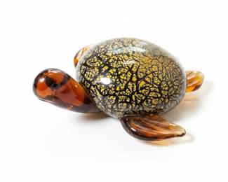Murano Style Blown Glass Turtle Figurine