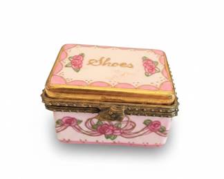 Vintage "Shoes" Trinket Box with Miniature Pink Shoes
