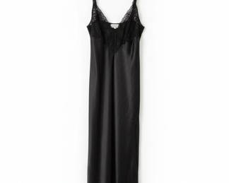 Victoria's Secret Gold Label Black Satin Lace Trim Nightgown