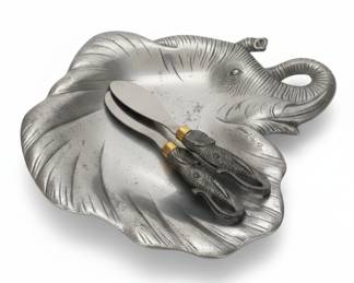 Arthur Court Elephant Serving Tray with Utensils