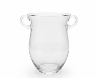 Large Clear Glass Vase with Applied Handles