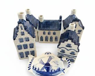 KLM Delft Blue Miniature Houses with Teapot