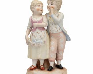 German Bisque Porcelain Figurine of a Boy and Girl
