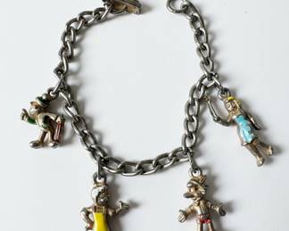 Vintage Enamel Charm Bracelet with Fairy Tale Characters
