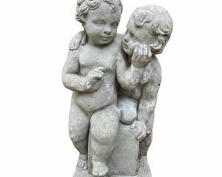 Solid Rock Stoneworks Twin Cherubs Garden Statue