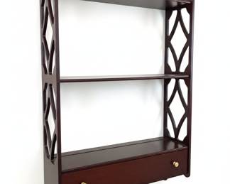 Chippendale Style Mahogany Hanging Wall Shelf with Drawer