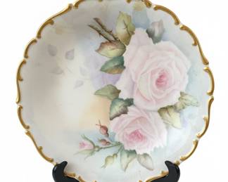Hand-Painted Porcelain Plate with Roses by RS Prussia