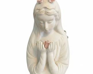 Porcelain Madonna Night Light with Rose