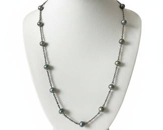 Sterling Silver Freshwater Pearl Station Necklace