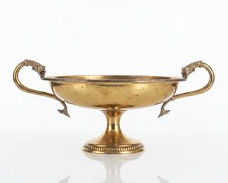 Vintage Brass Compote Bowl with Koi Fish Handles