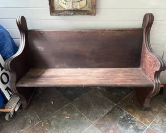 Antique Oak Church Pew Bench