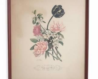 Botanical Print "Tulip and Peony" by J. F. Marot