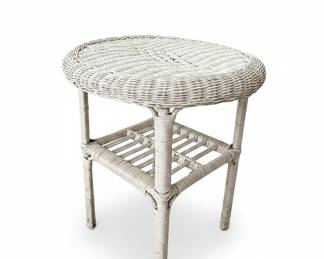White Wicker Side Table