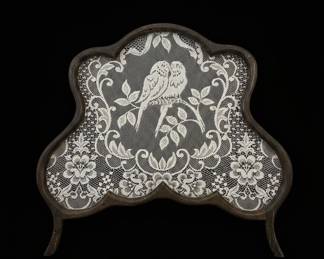 Vintage Lace Window Screen with Bird Motif