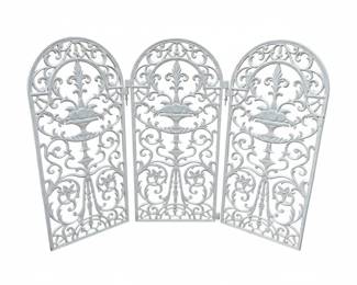 Vintage Cast Iron Three-Panel Fireplace Screen