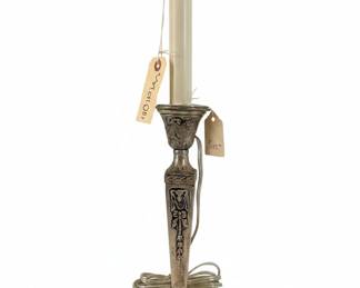 Silver Plate Candlestick Lamp