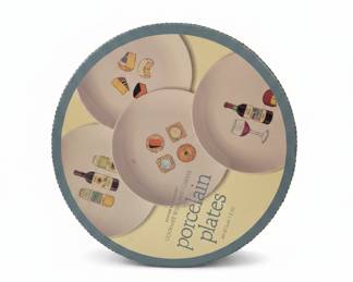 Boston Warehouse Porcelain Plates - Gourmet Wine and Cheese Set by Nancy Green