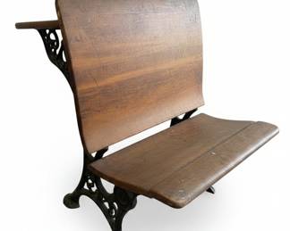 Antique A.H. Andrews Cast Iron and Wood School Desk
