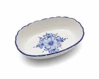 Yestal Hand-Painted Alcobaça Portugal Blue Floral Ceramic Serving Dish