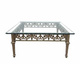 Ornate Gilt Metal and Glass Coffee Table