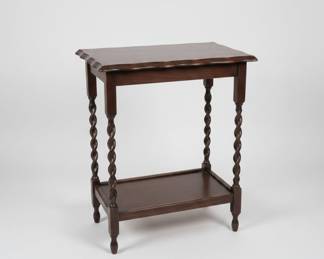 Vintage Barley Twist Leg Side Table with Stacked Audio Equipment