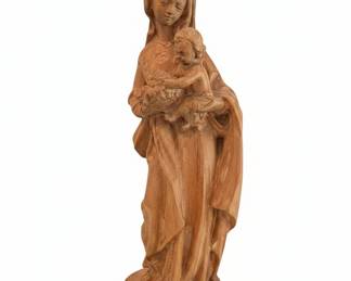 Anri Madonna and Child Wooden Figurine