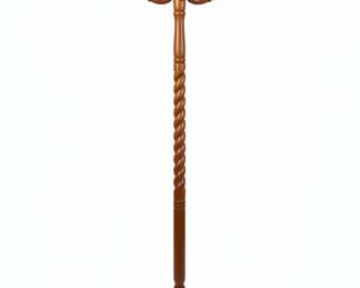 Wooden Hall Tree Coat Rack with Twisted Column and Tripod Base