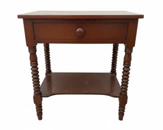 Antique Jenny Lind Spool Turned Leg Side Table with Drawer