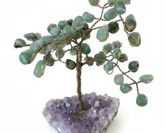Green Aventurine and Amethyst Gemstone Tree