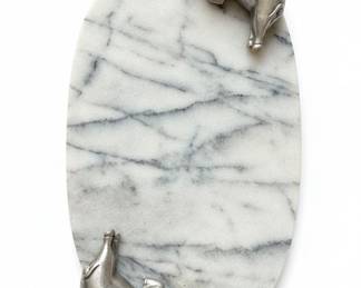 Chidini Marble Cheese Board with Pig Figurines