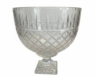 Crystal Diamond and Fan Cut Footed Punch Bowl