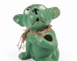 Green Ceramic Dog Figurine