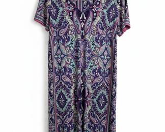 London Times Paisley Print V-Neck Dress