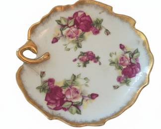 Hand Painted Rose Leaf Dish - Old Gold Japan