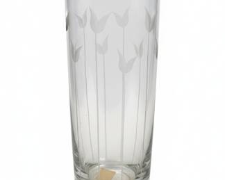 Vintage Mikasa Calla Lily Etched Glass Vase