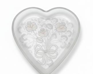 "Winter Rose" Heart-Shaped Frosted Glass Dish