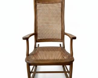 Antique Cane Seat and Back Rocking Chair
