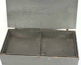 Vintage US Army Military Footlocker Trunk, Plywood, Vietnam War Era