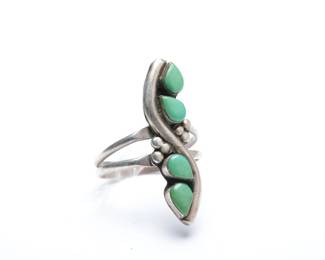 Vintage Southwest Sterling Silver Turquoise Teardrop Ring Size 7.25