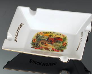 Brick House Selected Tobacco Vintage Ceramic Cigar Ashtray Porcelain