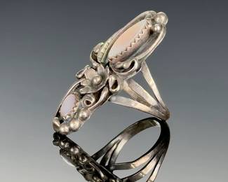 Native American Sterling Silver Mother of Pearl MOP Ring Size 7.5