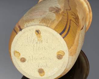Wishon Harrell Studio Art Pottery Vase Muncie Indiana Signed Stoneware