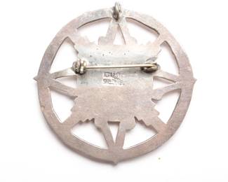 Vintage Taxco Sterling Silver Aztec Calendar Sun Brooch Pendant 13.9g