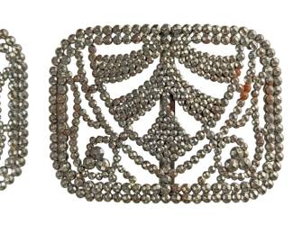 French Cut Steel Shoe Buckles, Vintage J.T Co France, Antique Footwear