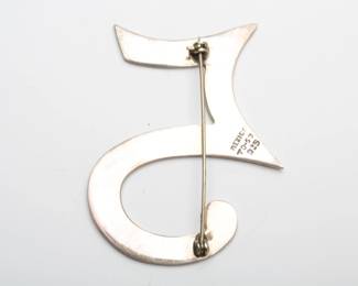 Exquisite Vintage Mexican Sterling Silver '5' Brooch Pin - TD-53, 925